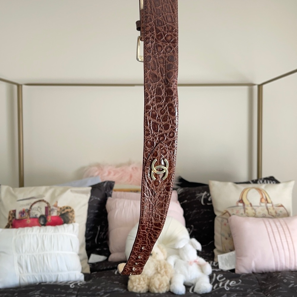 Chanel brown alligator belt